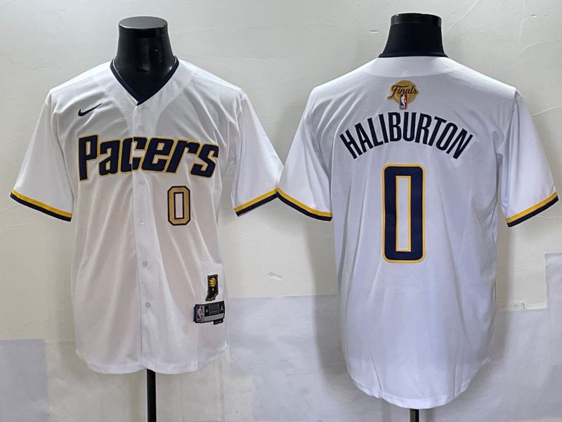 Men 2025 Indiana Pacers #0 Haliburton White Joint Name NBA Jersey style 22